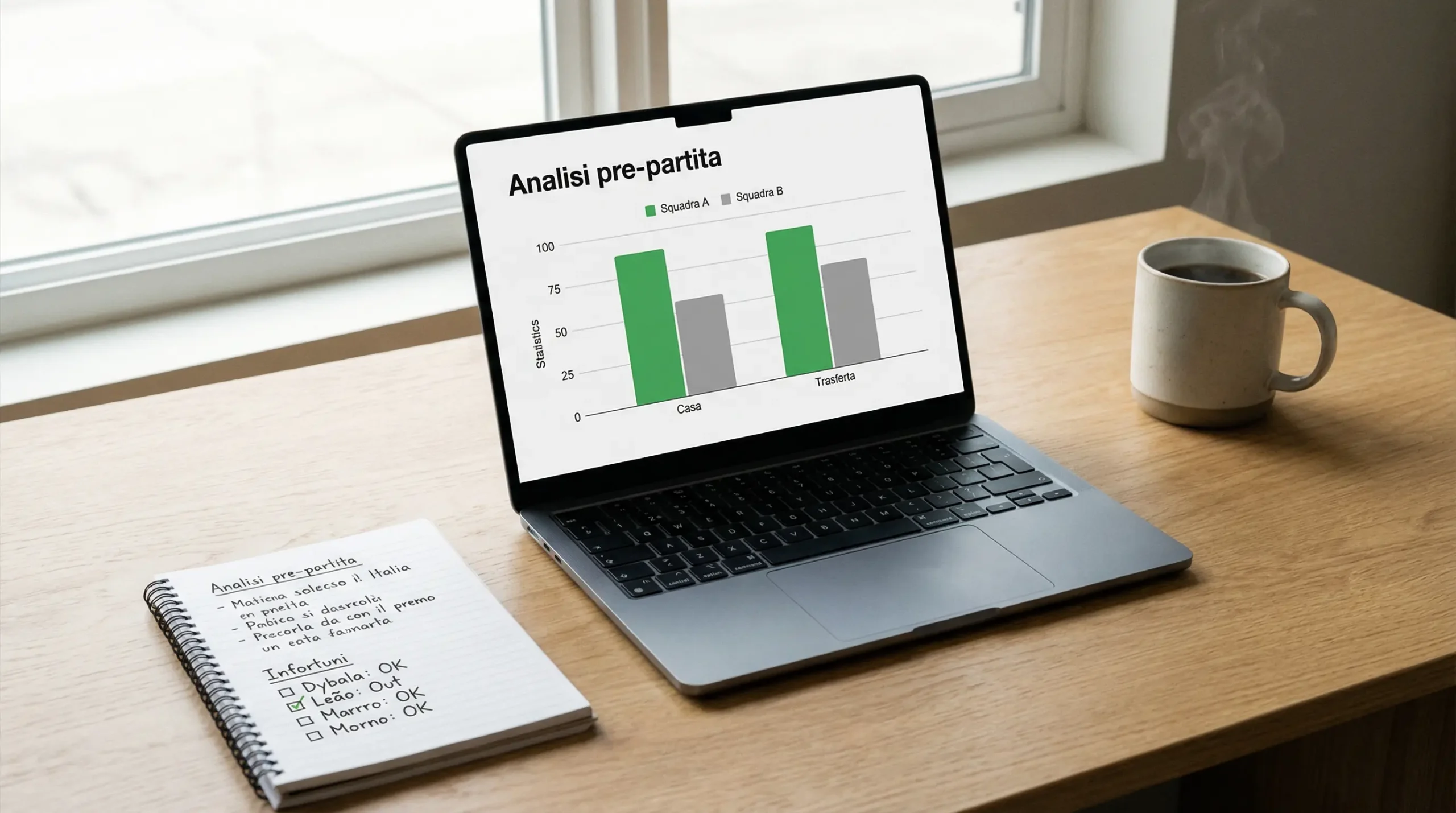 Analisi statistica pre-partita di Serie A con dati su forma recente e rendimento casa-trasferta