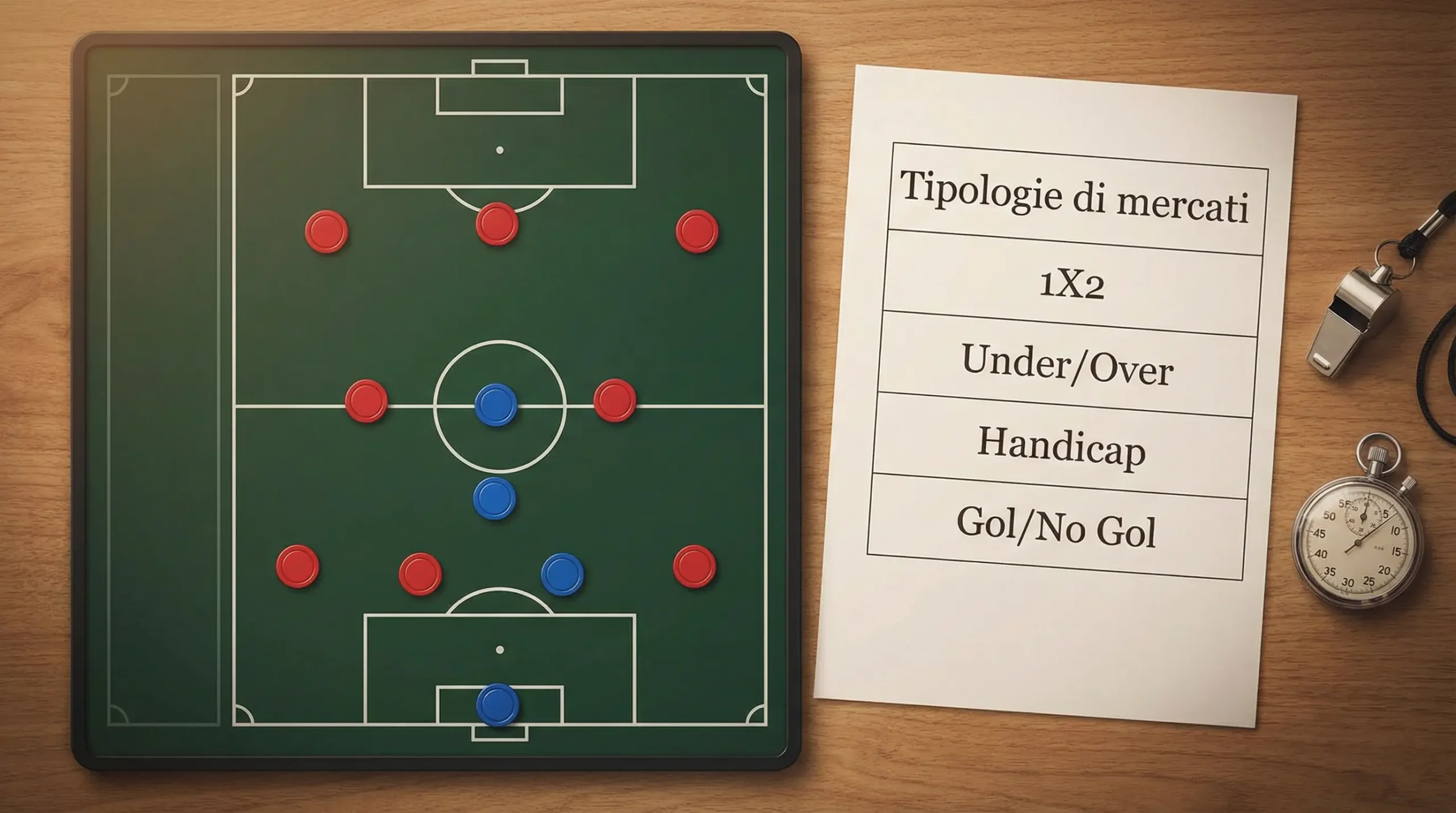 Panoramica dei mercati di scommesse su una partita di calcio di Serie A: 1X2, Under/Over, handicap